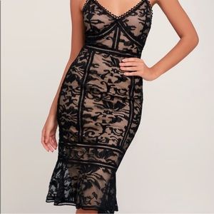 Lulus black and nude lace dress size small